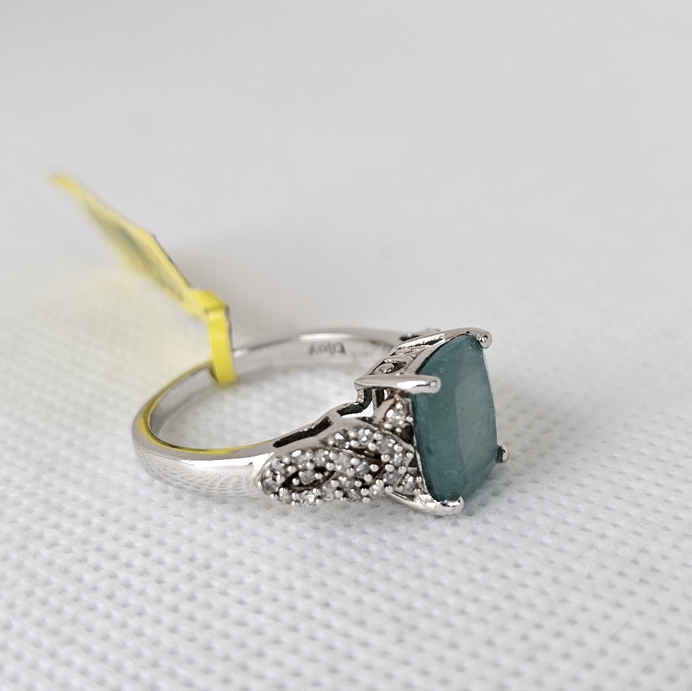 RARE Natural Grandidierite & Diamond 💍 Platinum over Sterling Silver Sz 7! New - Picture 5 of 10